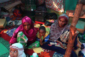 A Muslim family camps at Ecole Liberte in Bossangoa north of capital Bangui in Central African Republic