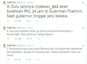 Kicauan Fadli Zon