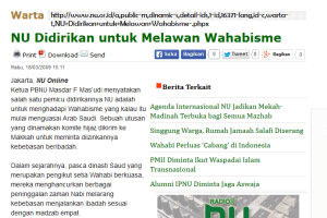 NU didirikan untuk melawan Wahabi