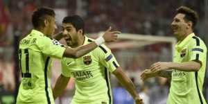 Neymar, Luis Suarez, dan Lionel Messi/AFP